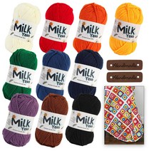 [니뜨] 밀크얀실(무지개색)x10볼+라벨2개+밀크얀플라워블랭킷도안, 단품