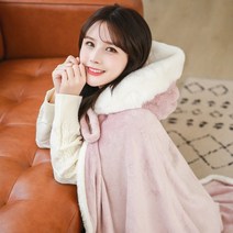 입는 담요 두꺼운 모포 집순이 이불 먼지없는 극세사 블랭킷 모포 날다람쥐 담요 후드 귀여운 토끼 여성 두꺼운 낮잠 담요 후드 망토