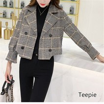 티피/Teepie 가을 겨울 여성 쇼트 재킷 체크 패션 코트