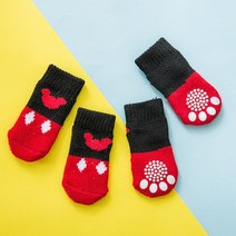 강아지 양말 귀여운 애완견 양말 프린트 미끄럼 방지 강아지 신발 보호대 제품 작은 종 스피츠 요크 개, 03 Red Mickey_01 S