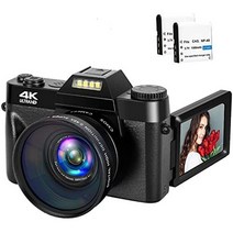일본직발송 2. YISENCE 디지털 카메라 컴팩트 4K 4800만 화소 비디오 카메라 3인치 180도 반전 스크린 웹, One Size, G1009A