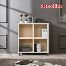 데코라인 코넬 무브 840 4칸 이동식 책장 DYL042C, 아카시아+화이트