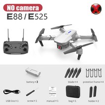 입문 자동 교육 공중 원격2022 LSRC E88 미니 스타일 드론 FPV 4K HD 와이드 버전 각도 Daul/카메라 휴대용, 09 W Battery3 No