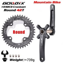 자전거크랭크 픽시크랭크 크랭크암 goldix xt 자전거 크랭크 셋 104bcd 넓고 좁은 톱니 체인 링 170175mm 크랭크 길이 알루미늄 합금 단조 크랭크 라운드타원, 크랭크 라운드 42t, 170mm