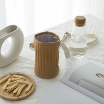 물병파우치 물통주머니 어깨끈 끈달린 스트랩 가방 유치원 어린이집 초등학생, 카멜