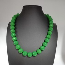 포인트 컬러 천연석 20mm 빅사이즈 왕 구슬 목걸이 녹색 파란색 컬러