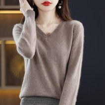 [GodFlex] 100% 순수 울 스웨터 가을 겨울 새로운 v 넥 루즈 풀오버 긴팔 캐시미어 니트