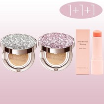 1+1+1[쿠션15g+쿠션15g+멀티밤10g] 트윙클라 60%세럼 스타일71 미스트 커버 럭셔리 자외선차단 주름개선 미백 앰플 멀티밤 쿠션21호23호선택 [건성 피부 추천 쿠션], 1개, 실버다이아글리터23호+로맨틱핑크23호(건성)+멀티밤
