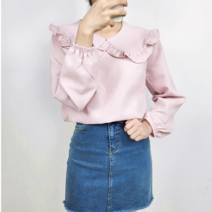여성스러운 프릴 빅카라 긴소매 러블리 블라우스