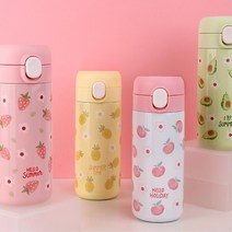 과일프린팅 스텐 보온보냉 350ml 원터치 텀블러 직장인텀블러 동호회, 파인애플