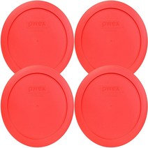 Pyrex 7201-PC Round Red 6.5” 4 Cup Lid for Glass Bowl 4 Pack, 1