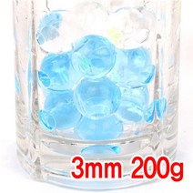 크리스탈볼 3mm 파랑 하이드로 소일 워터젤 고흡수성수지 수정토 대체토양 수경재배 방향제 개구리알모양, 200개입