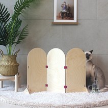GOYA 아치형 반려동물 미니 3단 파티션 강아지 고양이 울타리 펜스 배변가림막, 네츄럴3단파티션 (천연오일+천연컨디셔너)