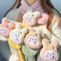 딸기 토끼 인형 털 에코퍼 목도리 겨울 머플러