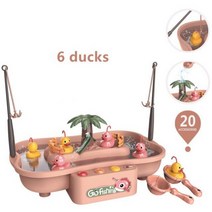어린이용 오리 낚시 플랫폼 자석 낚시 장난감 회전 목욕 어린이 물 놀이 게임, 핑크 20개