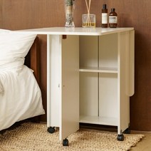 내부수납 확장형 접이식 원룸 DIY 이동 테이블 / 폴딩 아일랜드 보조 주방, 화이트