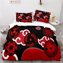 라클라우드침대 일본 애니메이션 Sharingan 인쇄 이불 커버 세트 Pillowcase 아카 츠 키 레드 클라우드 로고 침구 싱글 더블 퀸 킹 사이즈, [08] 264x228cm, [02] 2