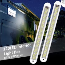 12V85V 인테리어 라이트 바 120LED 1800LM 12W LED 라이트 스트립 스위치 포함 돔 조명 6500K 화이트 RV 캠핑카 밴 트럭 트레일러 용, [3] 4pcs