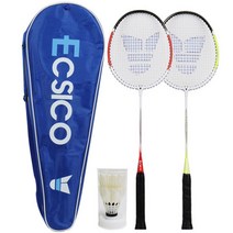 엑시코 배드민턴 라켓 ZOLANO E-1300 2p + 휴대용 케이스 + 셔틀콕 2p 랜덤 발송, 네온그린, 레드, 1세트
