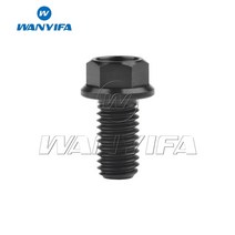 볼트 너트 렌치 육각 나사 Wanyifa 티타늄 플랜지 소형 헤드 오토바이 M8 x15 20 25 30 35 40 45 55 60 65mm P1.25 mm, Black, 30mm