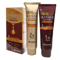 유한양행 염색약 매직 마스터프로 5호 6호 7호 대용량(염색제150g+산화제150g) 7분스피드, 5호 자연스러운 갈색