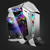 튜닝 컴퓨터케이스 커스텀 특이한 PC 케이스 교체 본체 데스크탑, 단일사이즈, 실버