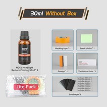페인트 클리너 자동차 헤드라이트 수리 키트 리트레딩 복원 코팅 솔루션 안티 스크래치 액체 클리너 1, 02 30ml