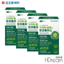 징코 플러스 정 기억력개선 비타민B군 식약처인증 은행잎 추출물 혈행개선, 4박스, 30정