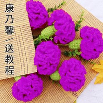 코바늘 카네이션뜨기 어버이날 꽃 선물 손뜨개 미니화환, 보라색 카네이션 8-10 재료 패키지