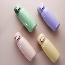 새지않는물병 어린이집 물병꾸미기 보온 원터치 유치원 스테인 물통, 퍼플