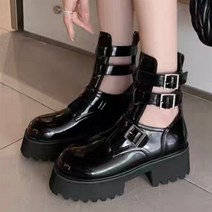다미님 [굽5cm/230~245] 통굽 부츠 키높이 워커 가보시 로퍼 라운드 가죽 레더 버클 벨크로 편한 쿠션 빅사이즈 벨트 하객룩 결혼식 스트릿 캐주얼 기본 가을 겨울 난난-신발