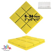 방음재 흡음재 방음스펀지 어쿠스틱 스튜디오 폼 버섯 웨지 타일 방음 벽 패널 고밀도 피스, 29.Yellow - High Density-12 Pc