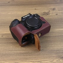 카메라 케이스 가방 소프트 하드 방수 캐리어 후지 X-H2S 가죽 카메라 가방 xh2 커버 xh2s 하프 베이스 케이스에 적용, 02 버건디
