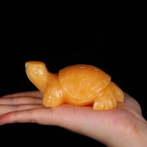 풍수 장수 비취 평안기원 황옥 거북이 옥 조각 장식품 6종, 11cm 거북
