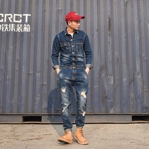 남자 데님 점프수트 청 캠핑 멜빵 오리지널 일본 남성 레트로 캐주얼 점프 슈트 슬림 자켓 어 버전 점프 슈트