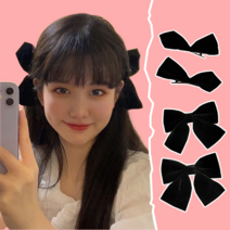 양쪽 리본핀 헤어핀 집게핀 블랙핑크 지수 태연 아이브 장원영 트윈룩 우정 파티 생일 웨딩 브샤