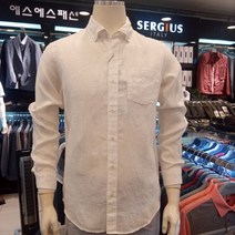 세르지오 에스에스패션 남성 브랜드 21년SS 지금부터 여름내내~ 린넨(100%) 워싱 화이트 긴팔 캐주얼 셔츠 남방