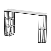 아일랜드 식탁 원목 조리대 미니 홈바 홈카페 스타일, 160x40x105 화이트대리석x 블랙