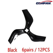 이동식 국소배기장치 6Pairs 12PCS GEMFAN 75mm 3 인치 덕트 소품 PC 블레이드 프로펠러 5mm Cinewhoop RC FPV 레이싱 무인기 14083750KV, 6 pairs Black