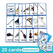 영어 카드 파닉스 단어 학습 카드 영어낱말 플래시 카드, Instrument  20Cards