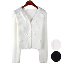 [하얀비] WR5009 데일리 오피스룩/ 단정하고 여성스런 플라워 니트 미니 가디건/니트 볼레로/가을 여성 가디건