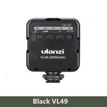 자연광 배경 방송 촬영 LED Ulanzi-VL49 비디오 오피스 조명 6W 2000mAh 5500K 줌 사진 고프로 11 용 밝은 Vlog 필 라이트, [01] Black VL49, 01 Black VL49