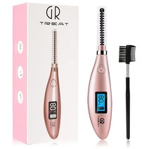 GRT 프로 속눈썹 빗이 있는 가열 컬러 충전식 전기 빠른 예열 자연스러운 컬링 24시간 오래 지속되는 메이크업 도구(로즈)