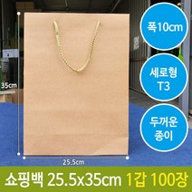 키밍 / 크라프트 쇼핑백 튼튼한 민무늬 종이 선물 T3 100장