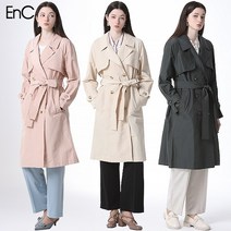 이엔씨 EnC 코튼 벨티드 트렌치코트