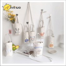 캔버스 드링크백 텀블러 캐리어 컵홀더 테이크아웃 에코백