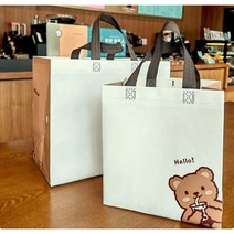 곰돌이 캐릭터 부직포 가방 선물용 타포린백 선물포장 부직포백 포장가방, 곰돌이(화이트)1p