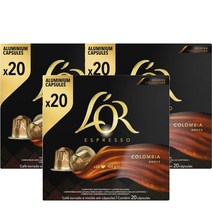로르 에스프레소 콜롬비아 인텐시티 8 커피 20캡슐 Lor Espresso Colombia Intensity 8 Coffee Capsules, 3팩