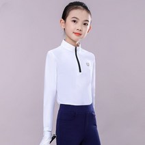어린이 승마 티셔츠 여름 긴팔 상의 자외선 차단 통기성 승마복 경기 훈련복 장비, 160, 화이트 (여름용) 롱슬리브, 1개