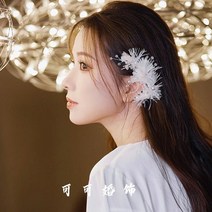 일본과 한국 신부 흰색 깃털 머리핀 헤어 액세서리 웨딩 웨딩 드레스 크리스탈 사이드 폴더 사진 스튜디오 메이크업 스타일링 사진 머리 장식